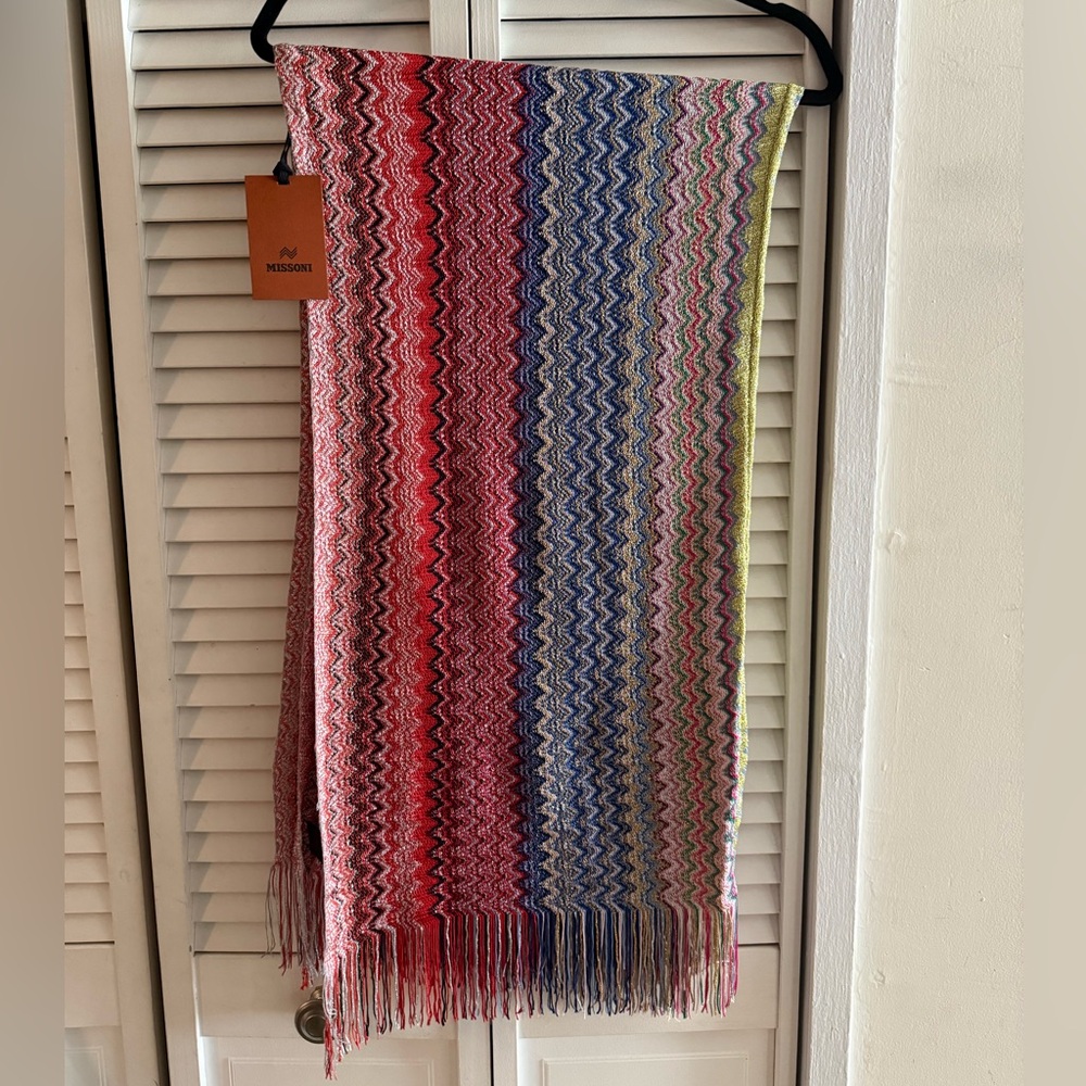 Missoni Multicolor Chevron Knit Pareo Sarong Wrap Skirt Beach Dress $840 NWT! - Picture 4 of 10